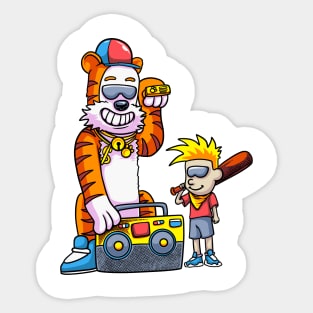 calvin and hobbes a radio connoisseur Sticker